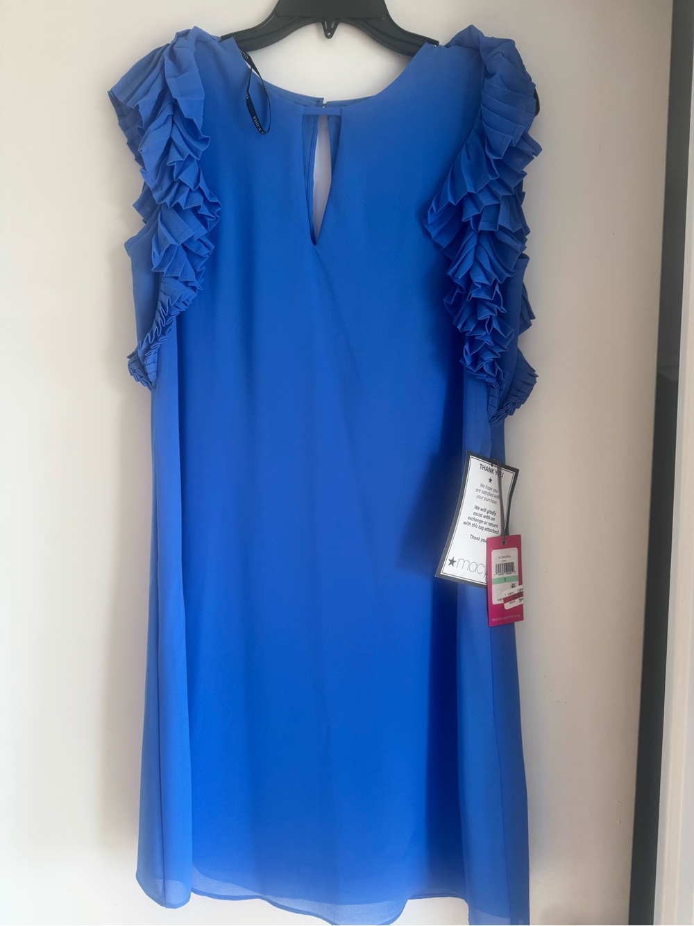 💙 Vince Camuto Royal Blue Ruffle Sleeve Dress – Size 8 – NWT